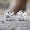 Antique 0.70 TW Round Old European Cut Colorless Moissanite Stud Earrings