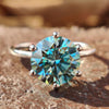 3.15 TCW Round Cut Cyan Blue Moissanite Solitaire Engagement Ring