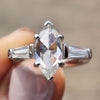 Marquise Rose Cut Moissanite Three Stone Ring 1.9 CT
