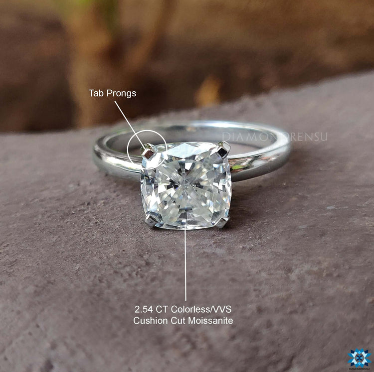 cushion cut moissanite ring