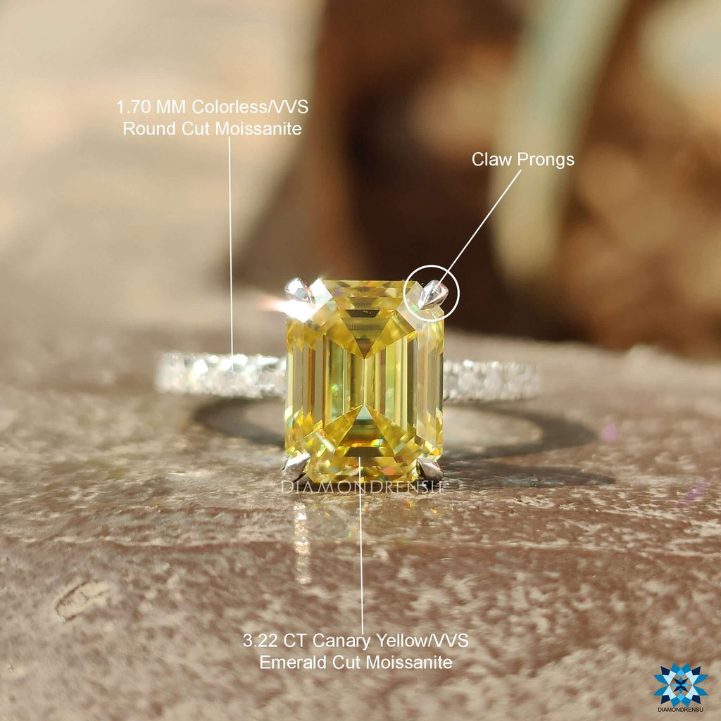 Yellow Diamond Ring Emerald Cut Canary Vivid Yellow TW Emerald Cut