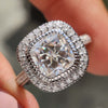 Cushion Rensu Cut Moissanite Pavé Halo Vintage Style Ring 2.2 CT