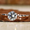 Round Lab-Grown Diamond Pinched Band Solitaire Ring 0.8 - 3 CT