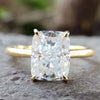 3 CT Cushion Cut Cathedral Set Simple Solitaire Moissanite Engagement Ring