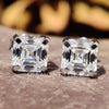 2.30 TCW Asscher Cut Colorless Moissanite - Basket Set Stud Earrings
