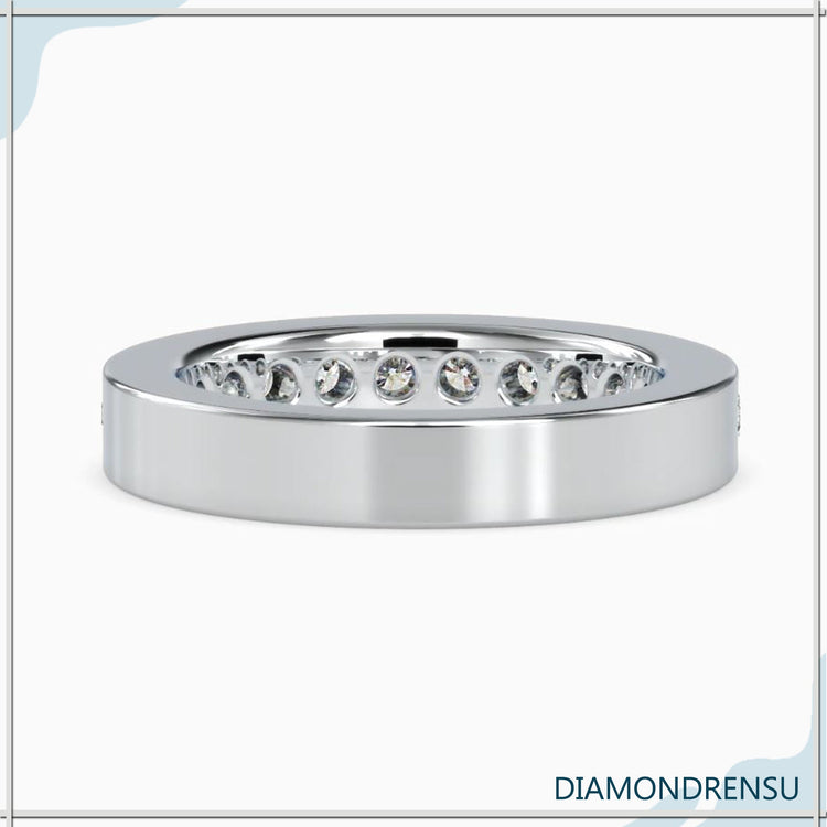 Round Moissanite Channel Set Half Eternity Band 3MM