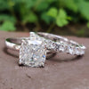 3.85 TCW Cushion Brilliant Cut Colorless Moissanite Wedding Set
