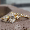 3.16 TCW Center Oval OEC with side Kite Moissanite Eternity Wedding Set