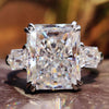 Radiant Cut Colorless Moissanite Three Stones Ring 6.8 CT