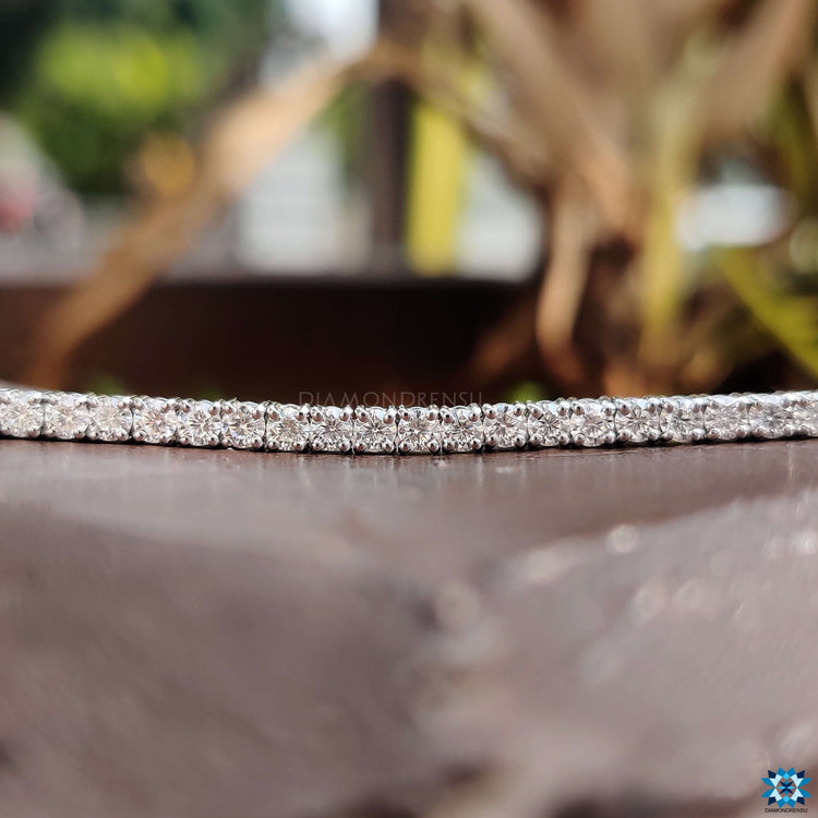 2.50 MM Round Cut Colorless Moissanite Tennis Bracelet