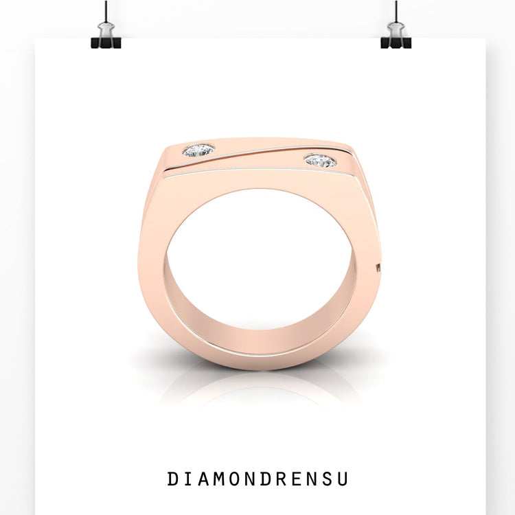 Round Moissanite Two Stone Twisted Men's Wedding Band