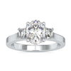 2.04 TCW Oval and Trapezoid Moissanite Three Stones Engagement Ring