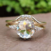 2.20 TCW Round Rose Cut Elegant Muse Engagement Ring with Curved Wedding Band