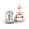 1.54 TW Emerald Step Cut Lovely Bezel Set Moissanite Stud Earrings