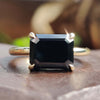 Emerald Cut Black Moissanite East to West Solitaire Ring 2.7 CT