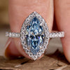 Blue Lab Grown Diamond, 1.51 CT Marquise Cut Lab Grown Diamond Ring