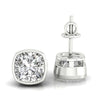 1.58 TCW Cushion Cut Bezel Set Screw Back Moissanite Stud Earrings