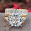 8.79 TCW Cushion Cut with Baguette Band Muse Moissanite Bridal Set