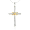 0.12 TCW Round Cut Infinity Style Delicate Cross Wedding Pendant Set