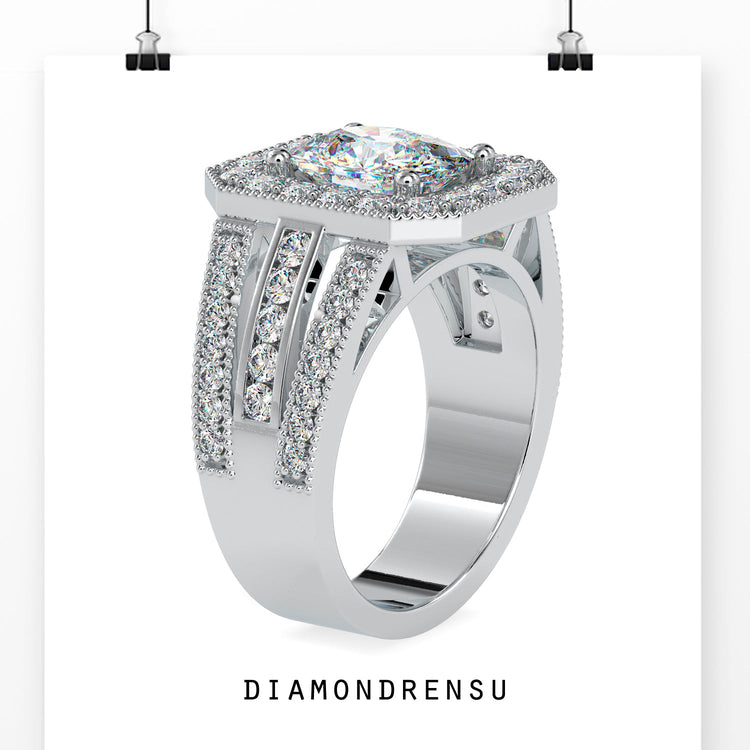 moissanite halo engagement ring - diamondrensu