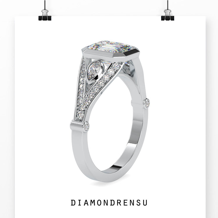 moissanite emerald cut engagement ring - diamondrensu