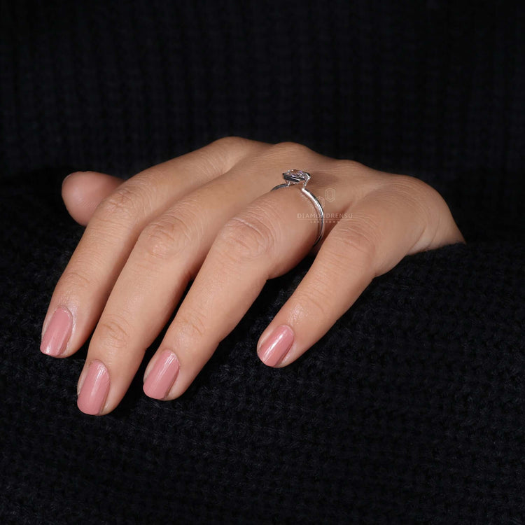 Radiant Cut Lab-Grown Diamond Half Bezel Setting Ring 1 CT