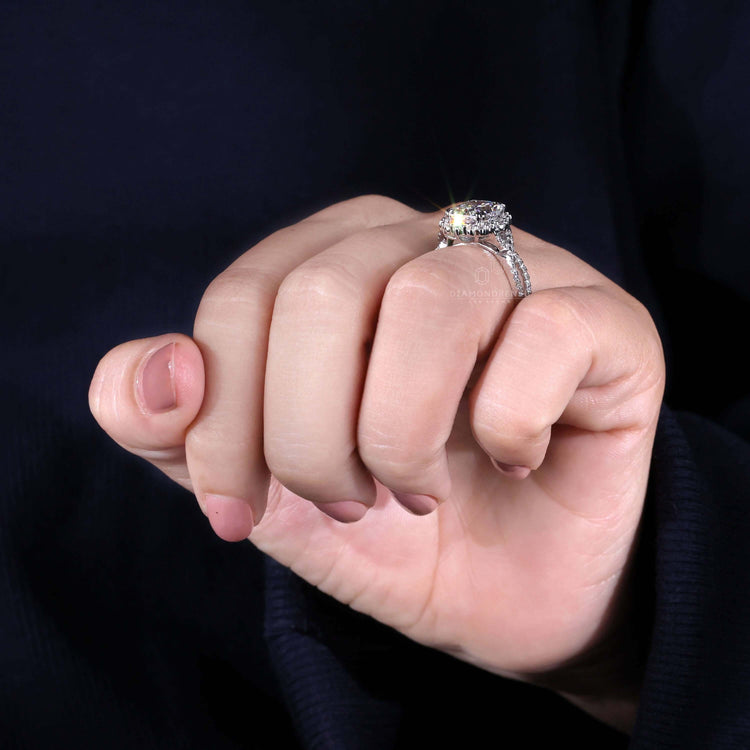 radiant cut lab created diamond ring