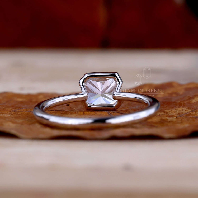 Radiant Cut Lab-Grown Diamond Half Bezel Setting Ring 1 CT