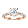 1.58 TCW Round Moissanite Cathedral Pave Set Moissanite Engagement Ring