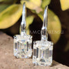 Dangle Drop - 3.60 TW Emerald Step Cut Moissanite Wedding Earrings