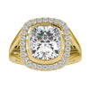 6.26 TCW Cushion Cut Moissanite Split Shank Halo Engagement Ring