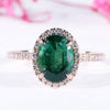 Emerald Gemstone Engagement Ring, 1.68 CT Oval Cut May Birthstone Halo Engagement Ring