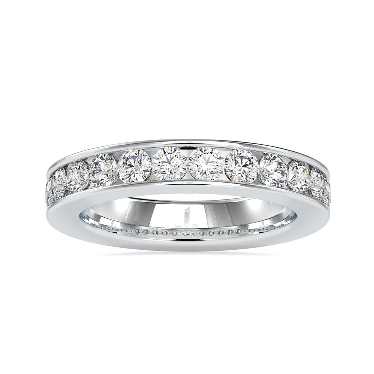 Dazzling 3.00 MM Round Cut Moissanite Channel-Set Eternity Wedding Band