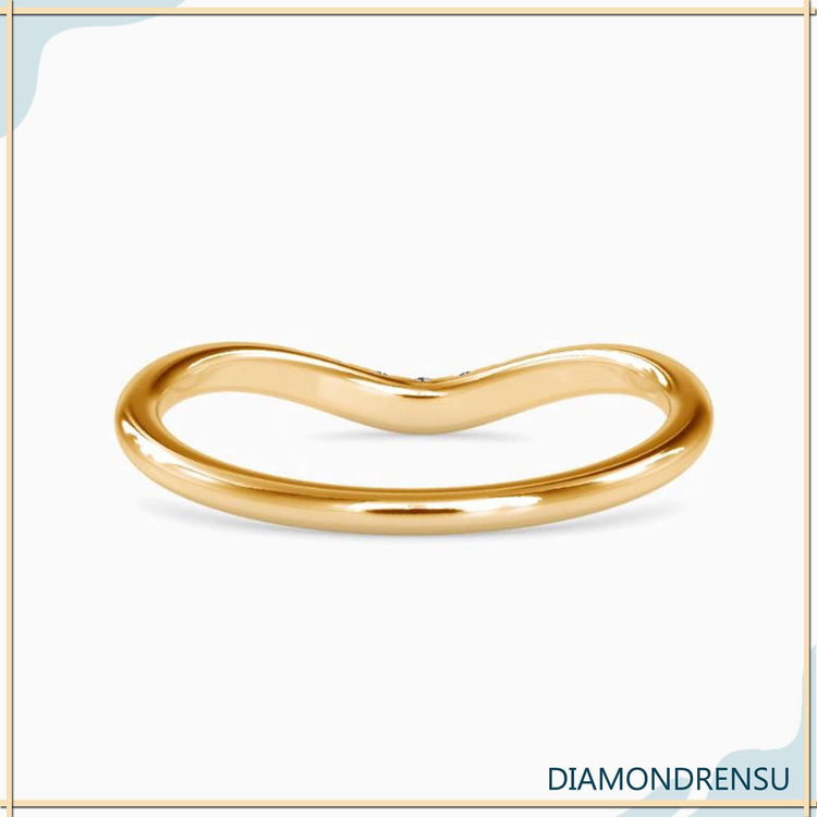 Round Moissanite Seven Stone Wishbone Curved Wedding Band
