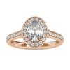 1.43 TCW Oval Cut Channel Set Moissanite Halo Engagement Ring