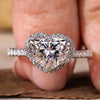 Heart Cut Lab-Grown Diamond Pavé Halo Ring 2 CT