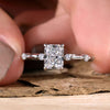 1.01 CT Radiant Cut E/VS Lab Created Diamond Engagement Ring, Distance Pave Setting Ring
