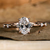 Distance Pave Ring for Women, EF/ VS Lab Created Diamond Oval Engagement Ring, IGI Certified Diamond Ring