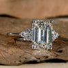 3.0 CT Emerald Cut Lab Grown Diamond Engagement Ring, I/VS IGI Certified Diamond Ring