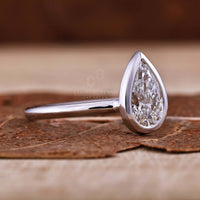 Pear Cut Lab-Grown Diamond Bezel Solitaire Ring 1 CT