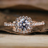 Cathedral Set Halo Engagement Ring, 1.15 TCW Round Brilliant Cut EF/VVS Lab Created Diamond Ring