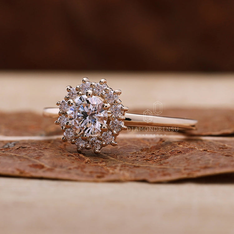 diamond halo engagement ring