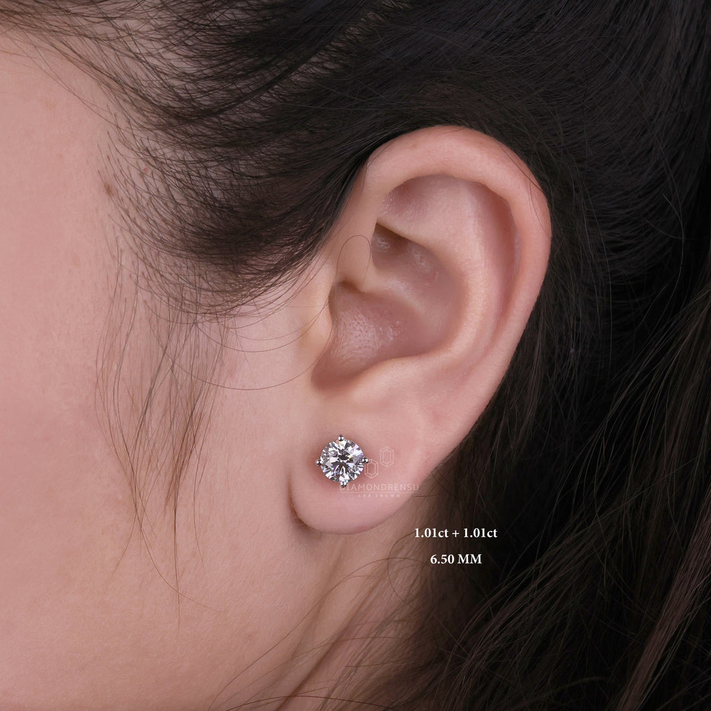 Round Brilliant Lab-Grown Diamond Stud Earrings TCW