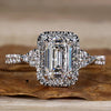 Emerald Cut Lab Grown Diamond Halo Engagement Ring