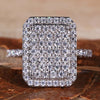 Round Cut Lab-Grown Diamond Cluster Setting Radiant Outline Pavé Ring 1.1 TCW