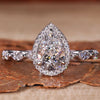 Floating Bubble Pave Set 1.05 CT Pear Cut Lab Grown Diamond Halo Engagement Ring