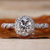 Round Brilliant Cut Lab-Grown Diamond Unique Twisted Halo Pavé Ring 0.85 CT