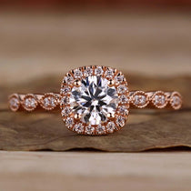 lab grown diamond halo engagement ring