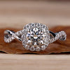 Round Lab-Grown Diamond Halo Twisted Pavé Shank Ring 0.7 CT