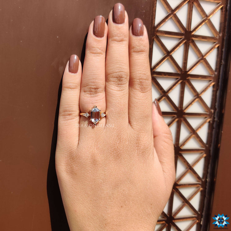 kite cut moissanite engagement ring